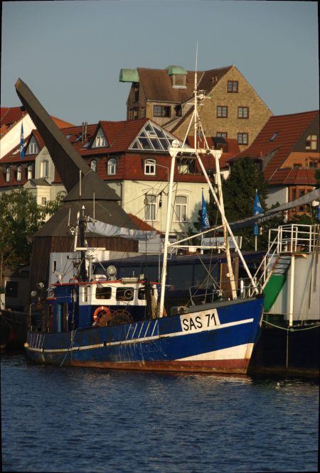 17m-Kutter WERNIGERODE [ SAS 71 ] im Stadthafen Rostock am Vorabend von Hajkutter Regatta und Hanse Sail am 7. August 2018; © Andreas Zedler