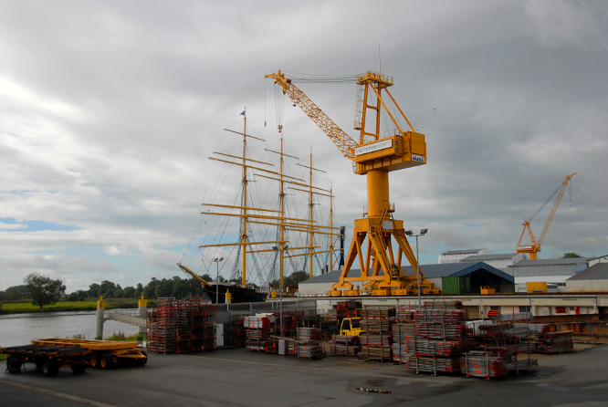 Die PEKING am Vortag der Heimreise am Ausrüstungskai der Peters Werft in Wewelsfleth am 6.9.2020 © Andreas Zedler